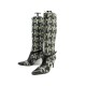 CHAUSSURES CHANEL BOTTES A TALONS 37.5 EN TWEED NOIR ET BLANC BLACK BOOTS 1600€