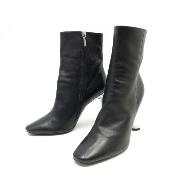 CHAUSSURES BOTTINES CHRISTIAN DIOR SAVANE 37 CUIR NOIR BLACK LEATHER BOOTS 1150€