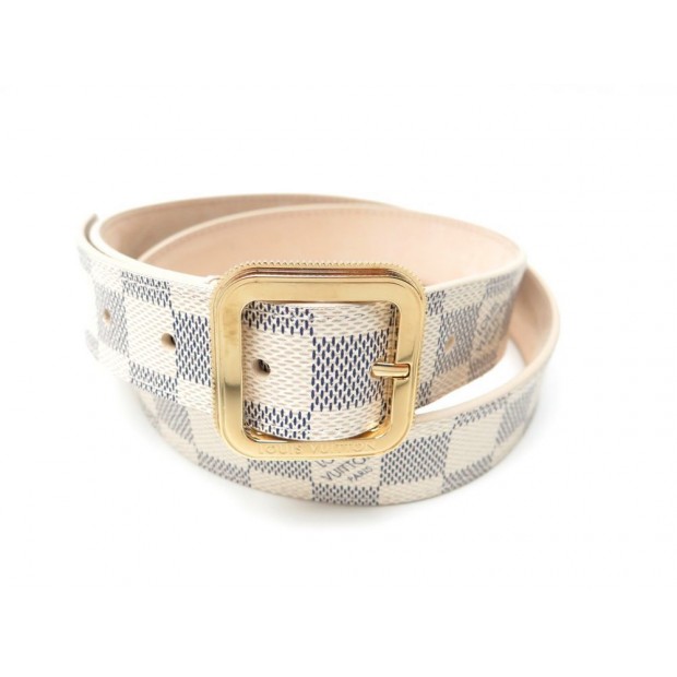 NEUF CEINTURE LOUIS VUITTON M9730 TRESOR T 85 EN TOILE DAMIER AZUR BELT 295€