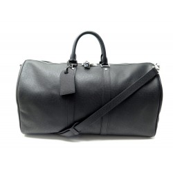 NEUF SAC A MAIN LOUIS VUITTON KEEPALL 50 CUIR TAIGA NOIR BANDOULIERE BAG 2240€