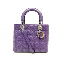 SAC A MAIN CHRISTIAN DIOR LADY MM EN CUIR CANNAGE VIOLET BANDOULIERE PURSE 5000€