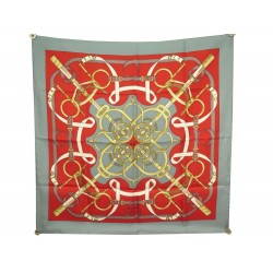 NEUF FOULARD HERMES EPERON D OR PAR HENRI D ORIGNY SOIE GRIS NEW SILK SCARF 530€