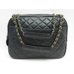 VINTAGE SAC A MAIN CHANEL CAMERA 30 EN CUIR NOIR MATELASSE BANDOULIERE BAG 6000€