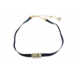 NEUF COLLIER RAS DU COU DIOR INITIALES CD CHOKER RUBAN METAL DORE NECKLACE 370€