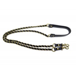 NEUF ANSE BANDOULIERE JEROME DREYFUSS CHAINE DOREE CUIR NOIR SHOULDER STRAP 130€