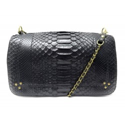 NEUF SAC A MAIN JEROME DREYFUSS BOBY L EN CUIR PYTHON NOIR BANDOULIERE BAG 1360€