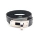 NEUF BRACELET HERMES KELLY DOUBLE TOUR S 15CM CUIR NOIR PALLADIE BANGLE 480€