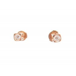 NEUF BOUCLES D'OREILLES DINH VAN PUCES LE CUBE MM OR ROSE & DIAMANT 808111 1600€