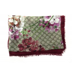NEUF CHALE GUCCI BLOOMS GG GUCCISSIMA 417424 MODAL SOIE BORDEAUX SHAWL NEW 300€