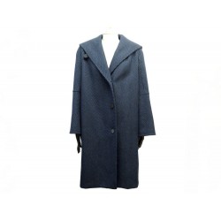 NEUF MANTEAU HERMES CHEVRONS T38 M EN LAINE BLEU MARINE NEW BLUE WOOL COAT 2950€