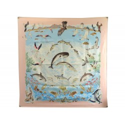 FOULARD HERMES LA VIE PRECIEUSE DE LA MEDITERRANEE ROBERT DALLET SOIE ROSE 410€