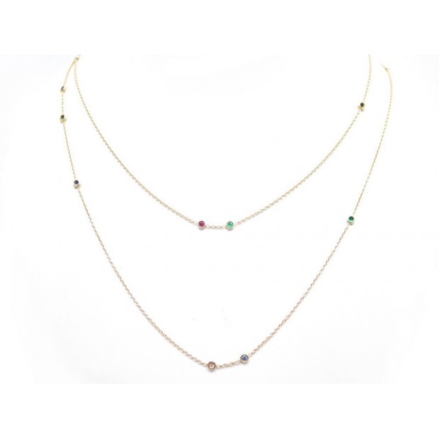 NEUF COLLIER DIOR SAUTOIR MIMIOUI 110CM OR JAUNE PIERRES RUBIS DIAMANTS NECKLACE