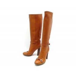 CHAUSSURES CHRISTIAN DIOR BOTTES A TALONS MORS 39 EN CUIR HORSEBIT BOOTS 1190€