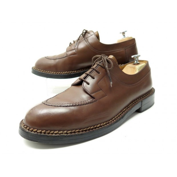 CHAUSSURES JM WESTON DERBY LE CHASSE 677 10C 44 EN CUIR MARRON SHOES 2250€