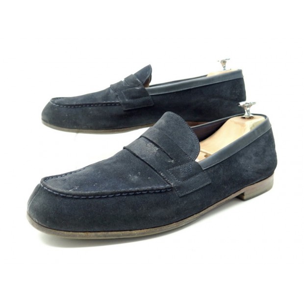 CHAUSSURES JM WESTON MOCASSINS LE MOC 281 10C 44 EN DAIM BLEU SHOES LOAFERS 590€