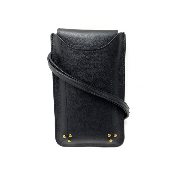 NEUF ETUI POUR TELEPHONE MOBILE JEROME DREYFUSS EN CUIR NOIR BANDOULIERE 160€