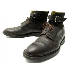 CHAUSSURES BOTTINES HESCHUNG 9.5 43.5 DERBY A BOUCLES CUIR MARRON LOW BOOTS 590€