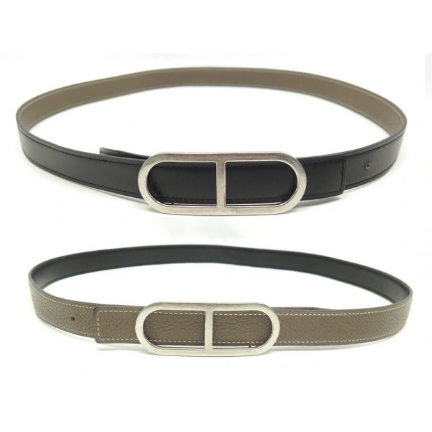 CEINTURE HERMES BOUCLE CIRCUIT 24 CUIR REVERSIBLE T95 TOGO ETOUPE NOIR BELT 610€