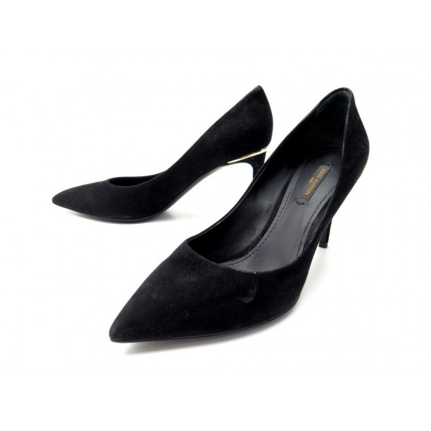 CHAUSSURES LOUIS VUITTON EYELINE ESCARPINS 37.5 DAIM NOIR SUEDE PUMP SHOES 890€