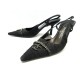 CHAUSSURES CHANEL ESCARPINS 37 EN DENTELLE LOGO STRASS NOIR SLINGBACK SHOES 950€