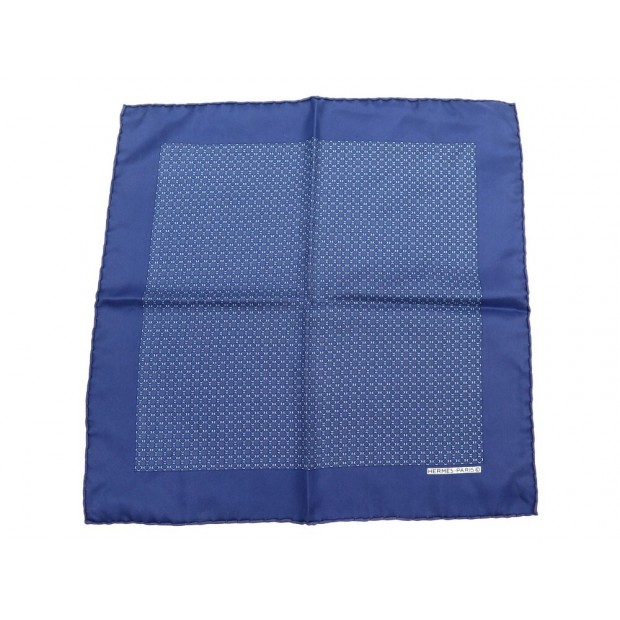 NEUF FOULARD GAVROCHE HERMES POCHETTE 45 CARRE EN SOIE BLEU SILK SCARF 210€