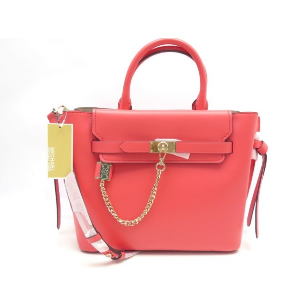 NEUF SAC MICHAEL KORS HAMILTON LEGACY 30F1L9HS9J CUIR ROSE DAHLIA HAND BAG 595€