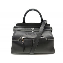 NEUF SAC A MAIN LANCEL INES A11907 BANDOULIERE EN CUIR GRAINE NOIR HAND BAG 695€