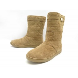 NEUF BOTTINES DIOR COSY CANNAGE LOW BOOTS 37 IT 38 FR PEAU LAINEE BEIGE 1290€