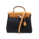 SAC A MAIN HERMES HERBAG 30 EN TOILE NOIRE & CUIR NATUREL BANDOULIERE BAG 2550€