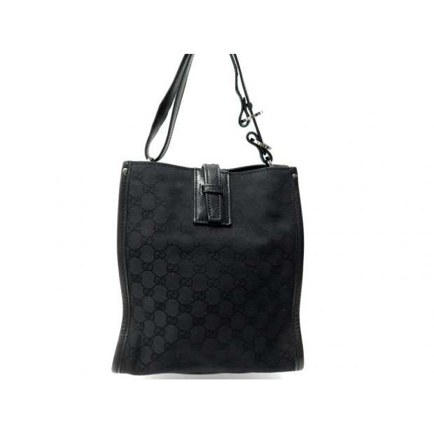 SAC A MAIN GUCCI 110292 TOILE SUPREME GG ET CUIR NOIR BLACK CANVAS HAND BAG 800€