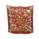 CHALE HERMES KACHINAS KERMIT OLIVIER CACHEMIRE ET SOIE ROUGE SILK SHAWL 1000€