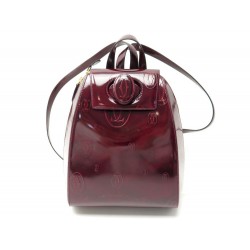 NEUF SAC A DOS CARTIER HAPPY BIRTHDAY CUIR VERNIS BORDEAUX BACKPACK BAG 1000€