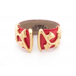 BRACELET VAN DER BAUWEDE MANCHETTE IVY T2 VERMEIL CUIR LEZARD ROUGE BANGLE 1250€