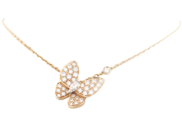 collier pendentif van cleef deux papillons or jaune