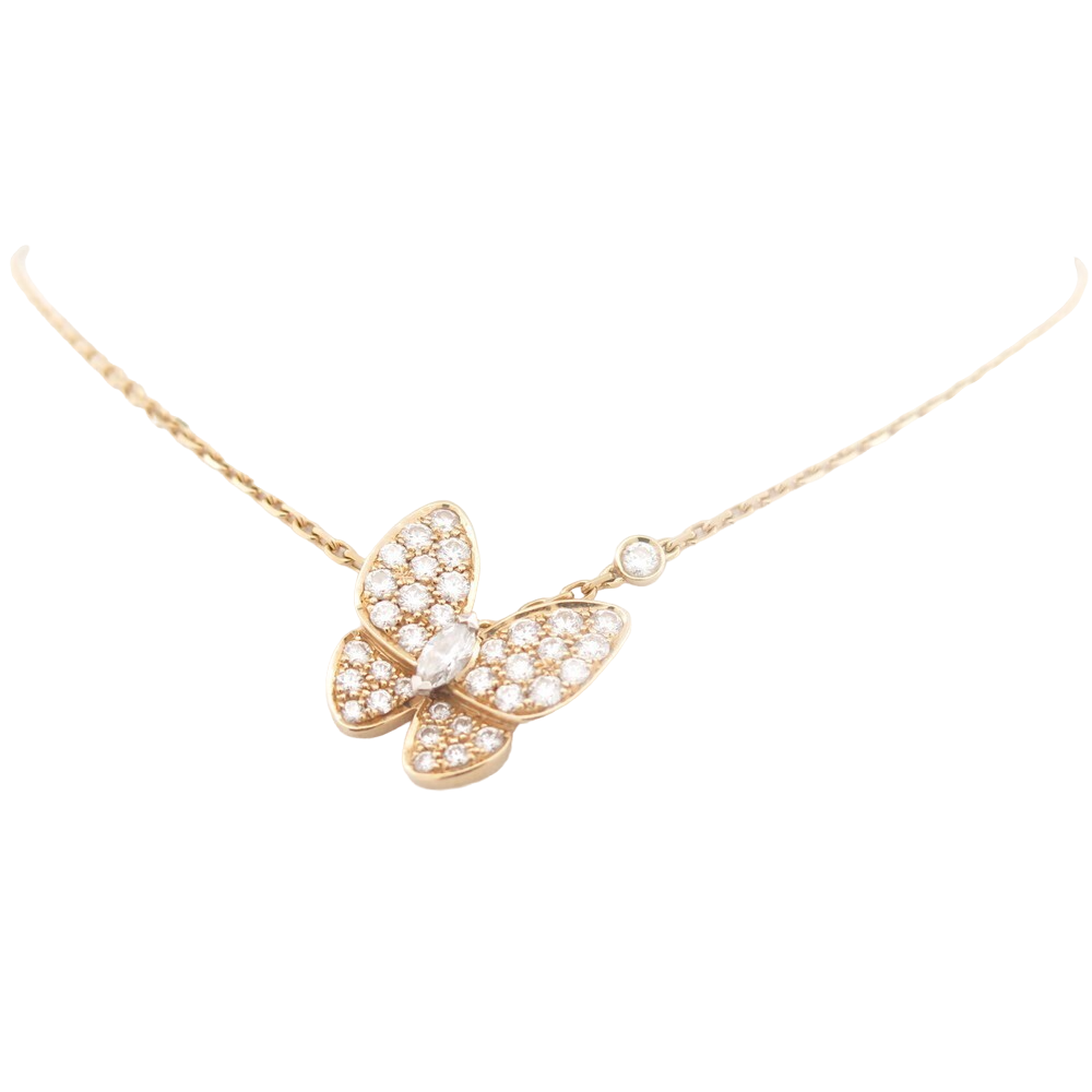 collier pendentif van cleef deux papillons or jaune