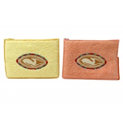 NEUF LOT 2 POCHETTES HERMES TROUSSE DE MAQUILLAGE EPONGE BOUCLETTE TOILETTE 500€