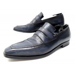 CHAUSSURES BERLUTI MOCASSINS ANDY DEMESURE 9.5 43.5 CUIR BLEU PATINE SHOES 1860€