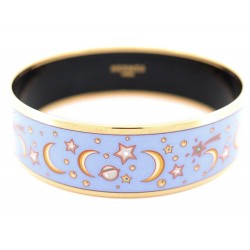 BRACELET HERMES IMPRIME ETOILE LUNE LARGE EMAIL BLEU ET DORE BLUE BANGLE 505€