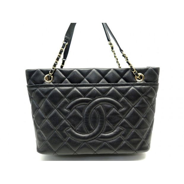 NEUF SAC A MAIN CHANEL CABAS SHOPPING LOGO CC GM CUIR CAVIAR NOIR TOTE BAG 5800€