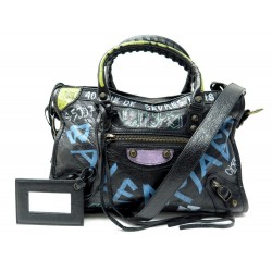 SAC A MAIN BALENCIAGA CITY GRAFFITI 431621 CUIR GRAINE BANDOULIERE HANDBAG 1690€