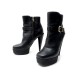 NEUF CHAUSSURES BOTTINES FENDI 38 PLATEFORME ET TALONS EN CUIR NOIR BOOTS 1200€