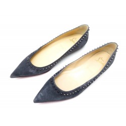 CHAUSSURES CHRISTIAN LOUBOUTIN BALLERINES ANJALINA SPIKE 38.5 DAIM SHOES 575€