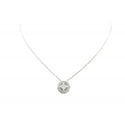 COLLIER BARRIER ET FILS OR BLANC 18K SERTI 18 DIAMANTS 0.15CT DIAMONDS NECKLACE