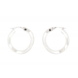 BOUCLES D OREILLES CREOLES 30MM EN OR BLANC 18K 3.7GR WHITE GOLD HOOP EARRINGS