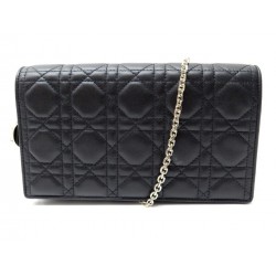 NEUF SAC A MAIN POCHETTE LADY DIOR CANNAGE EN CUIR NOIR LEATHER HAND BAG 1900€