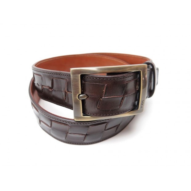 CEINTURE TOD'S T 95 HOMME EN CUIR TRESSE MARRON BROWN BRAIDED LEATHER BELT 300€