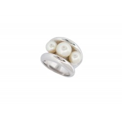 BAGUE POIRAY FIDJI T49 EN OR BLANC 18K 19.2 GR SERTIE DE PERLES GOLD RING 5490€