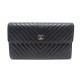 PORTEFEUILLE CHANEL LOGO CC CUIR NOIR CHEVRONS LONG A RABAT PORTE MONNAIE 1290€