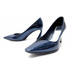 CHAUSSURES ESCARPINS CHRISTIAN DIOR 35 CUIR IRISE BLEU LEATHER PUMP SHOES 750€