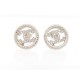 NEUF BOUCLES D'OREILLES CHANEL LOGO CC STRASS EN METAL ARGENTE EARRINGS 20€